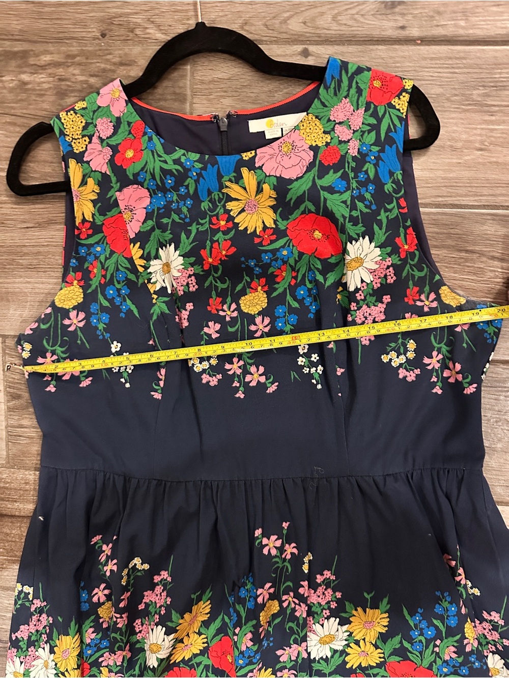 Women’s Boden Floral Navy Sleeveless Dress - Colorful Garden Print - Size 14 - Picture 3 of 3